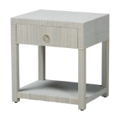 bali & pari Nata Grasscloth Nightstand with Drawer and Open Shelf, Coastal Blue